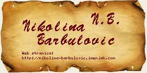 Nikolina Barbulović vizit kartica